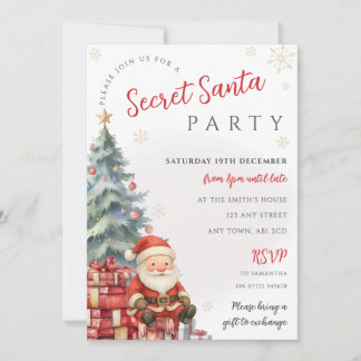 Weihnachts-Geheim-Santa-Geschenkaustausch-Einladun Einladung