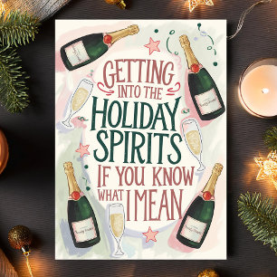 Weihnachts-Geister Champagner Humor Weihnachtskart Feiertagskarte