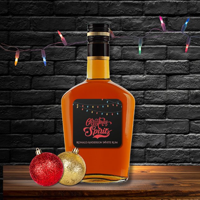 Weihnachts-Geister Custom Name Holiday Lichter Sch Quadratischer Aufkleber (Von Creator hochgeladen)