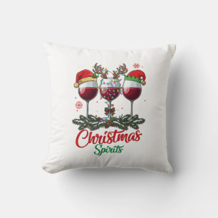 Weihnachts-Geister-Weingläser Rentier-Geweihe Tann Kissen