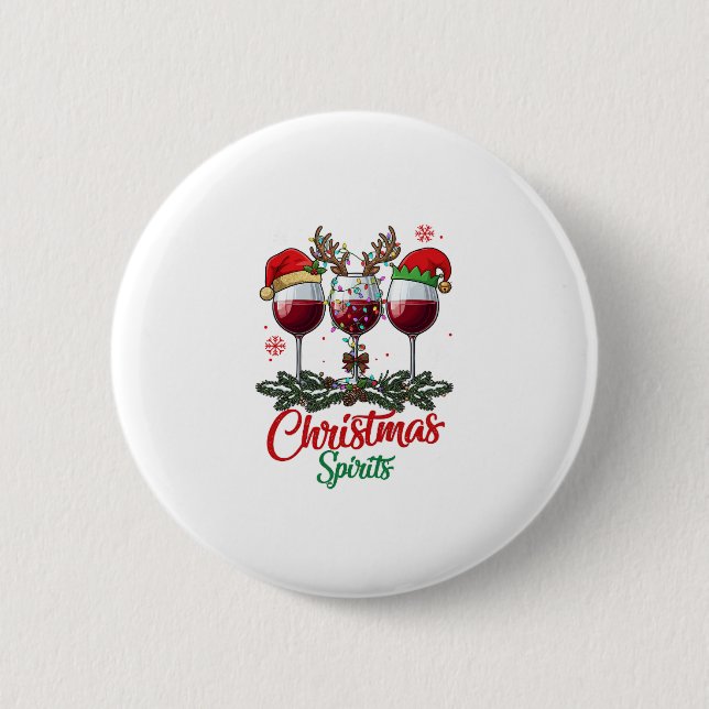 Weihnachts-Geister Weingläser Rentiere Geweihe Pi Button (Vorderseite)