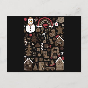 Weihnachts-Gekritzel Retro-Feiertage Vintage-Bäume Postkarte