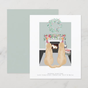 Weihnachts-Gelbe Labrador Hunde Feuerplatz Szene