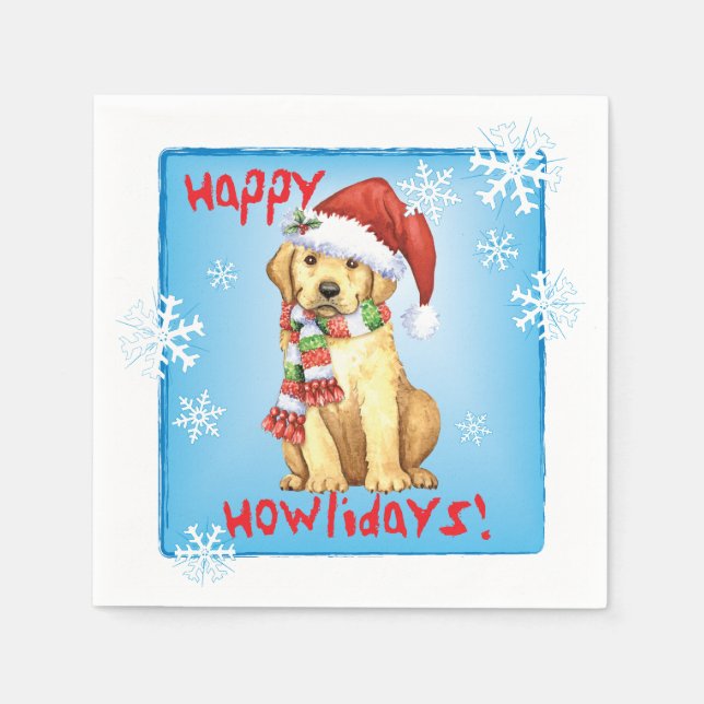 Weihnachts-Gelbe Labrador Serviette (Vorderseite)