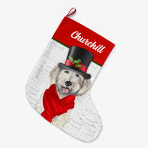 Weihnachts-Gelbes Labradoodle mit Hundenname Großer Weihnachtsstrumpf