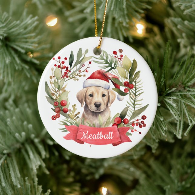 Weihnachts-GelbLab Personalisierte Keramik Ornamen Keramik Ornament (Baum)