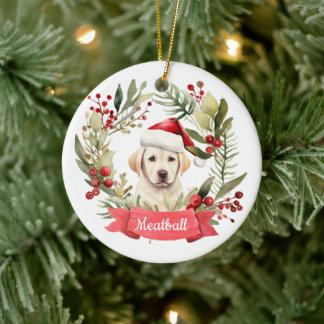 Weihnachts-GelbLab Personalisierte Keramik Ornamen Ornament