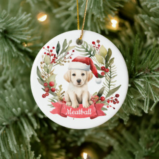 Weihnachts-GelbLab Personalisierte Keramik Ornamen Ornament