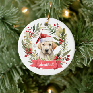 Weihnachts-GelbLab Personalisierte Keramik Ornamen Ornament