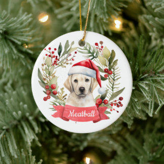 Weihnachts-GelbLab Personalisierte Keramik Ornamen Ornament