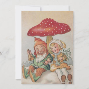 Weihnachts-Genom mit Mädchen im Pilz Feiertagskarte