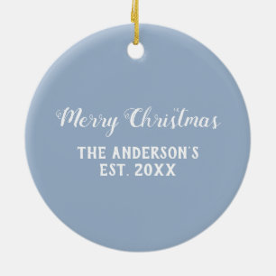 Weihnachts-Geometrie Schieferblau Grau Keramik Ornament