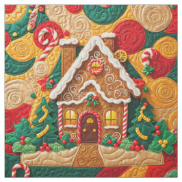 Weihnachts gequiltet Look Gingerbrot Haus Stoff