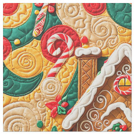 Weihnachts gequiltet Look Gingerbrot Haus Stoff