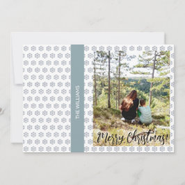 Weihnachts Gerahmte Familie Foto White Blue Feiertagskarte