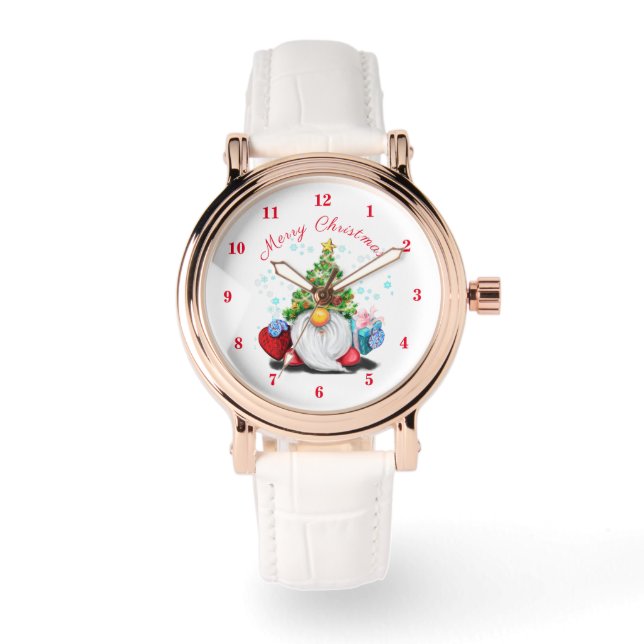 Weihnachts-Geschenk Gnome mit Geschenken Armbanduhr (Vorderseite)