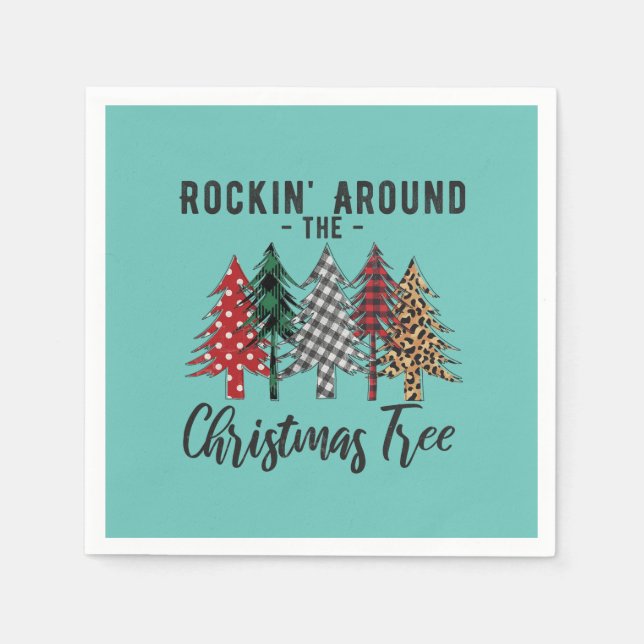 Weihnachts-Geschenk Rockin rund um den Weihnachtsb Serviette (Vorderseite)