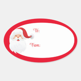 Weihnachts-Geschenkanhänger-Aufkleber-Santa Ovaler Aufkleber