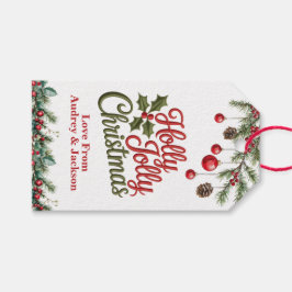 Weihnachts-Geschenkanhänger mit Stechpalmen-Beeren Geschenkanhänger