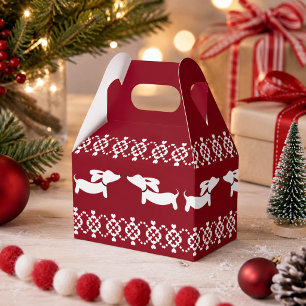 Weihnachts-Geschenkbox für Doxies mit Fair-Isle-Hä Geschenkschachtel