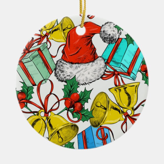 Weihnachts-Geschenke Rote Weihnachtsmannmützen Fei Keramik Ornament (Vorne)