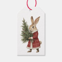 WEIHNACHTS-GESCHENKETIKETT WEIHNACHTSBAUM UND HASE GESCHENKANHÄNGER