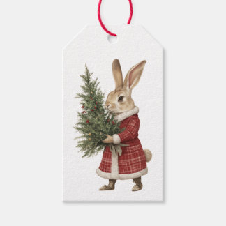 WEIHNACHTS-GESCHENKETIKETT WEIHNACHTSBAUM UND HASE GESCHENKANHÄNGER