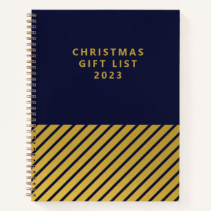 Weihnachts-Geschenkliste für Navy-Gold-Streifen Notizbuch