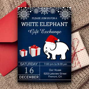 Weihnachts-Geschenktausch 'White Elephant' Einladung