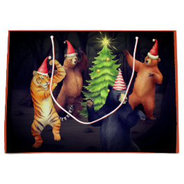 WEIHNACHTS-GESCHENKTÜTE BÄREN TANZEN IM WALD GROßE GESCHENKTÜTE