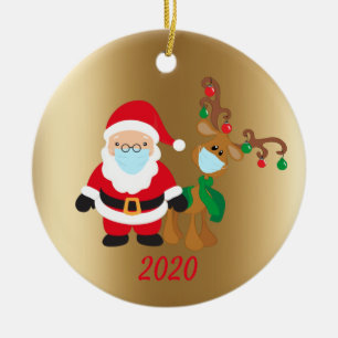 Weihnachts-Gesicht Maske Santa und Rentier 2020 Go Keramik Ornament