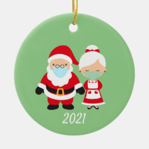 Weihnachts-Gesicht Maske Weihnachten und Frau Clau Keramik Ornament