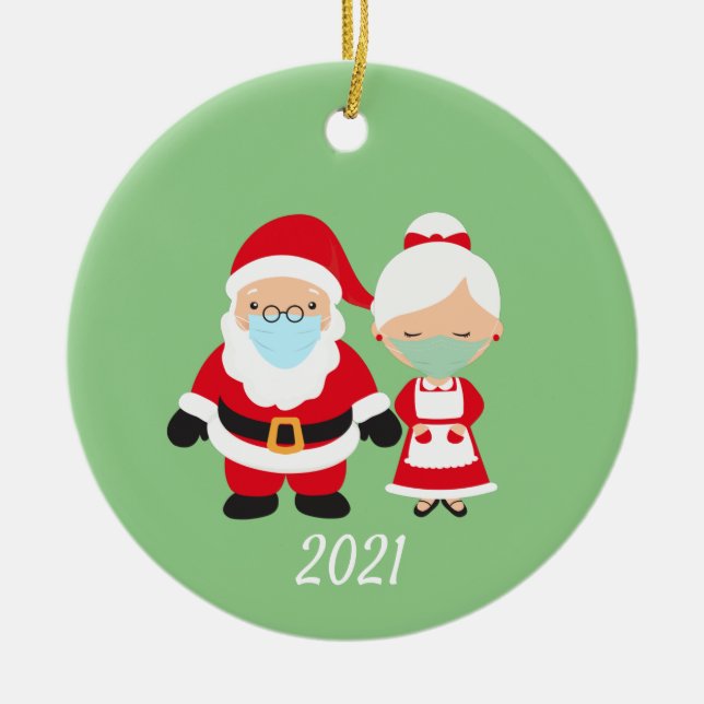 Weihnachts-Gesicht Maske Weihnachten und Frau Clau Keramik Ornament (Vorne)