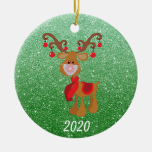 Weihnachts-Gesichtsmaske Rentier Rudolph 2020 Keramik Ornament
