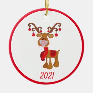 Weihnachts-Gesichtsmaske Rentier Rudolph 2021 Keramik Ornament