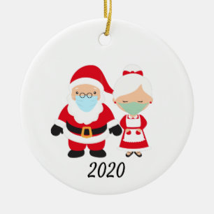 Weihnachts-Gesichtsmaske Santa und Mrs. Claus Keramik Ornament