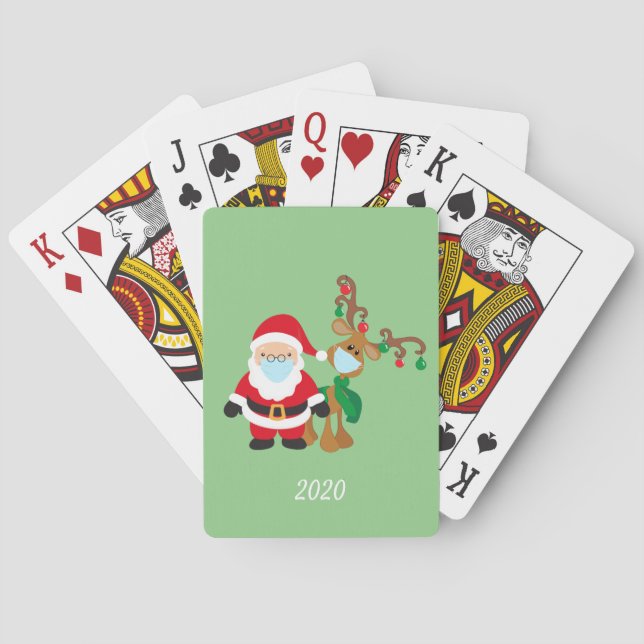 Weihnachts-Gesichtsmaske Santa und Reindeer 2020 Spielkarten (Rückseite)