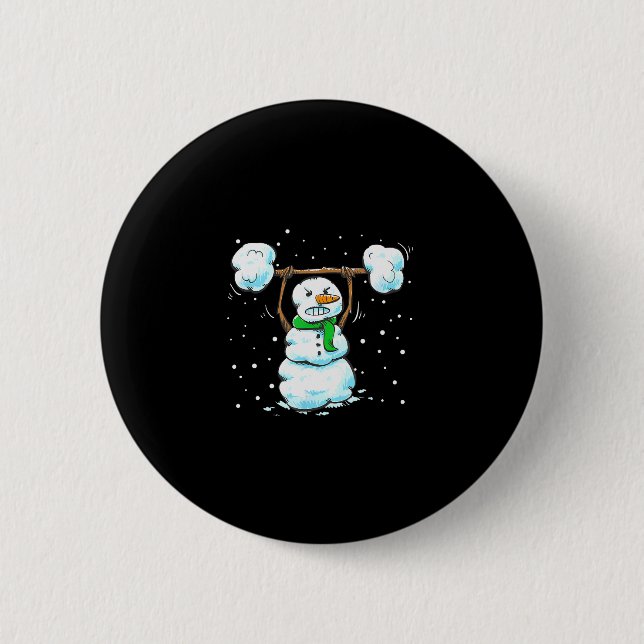 Weihnachts-Gewichtheber-Schneemann-Shirt Lustiger  Button (Vorderseite)
