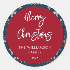 Weihnachts-gezinktes Muster - Nordische Familie Runder Aufkleber