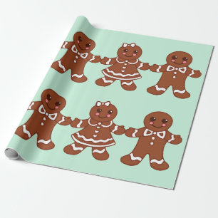 Weihnachts-Gingerbread-Boys-Girls-Geschenkpapier Geschenkpapier