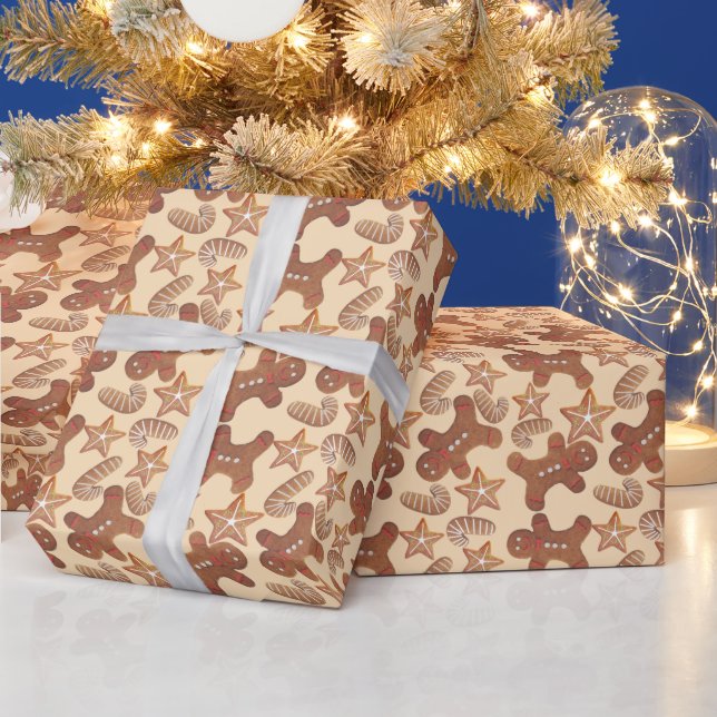 Weihnachts-Gingerbread-Cookie-Muster Geschenkpapier (Feiertage)