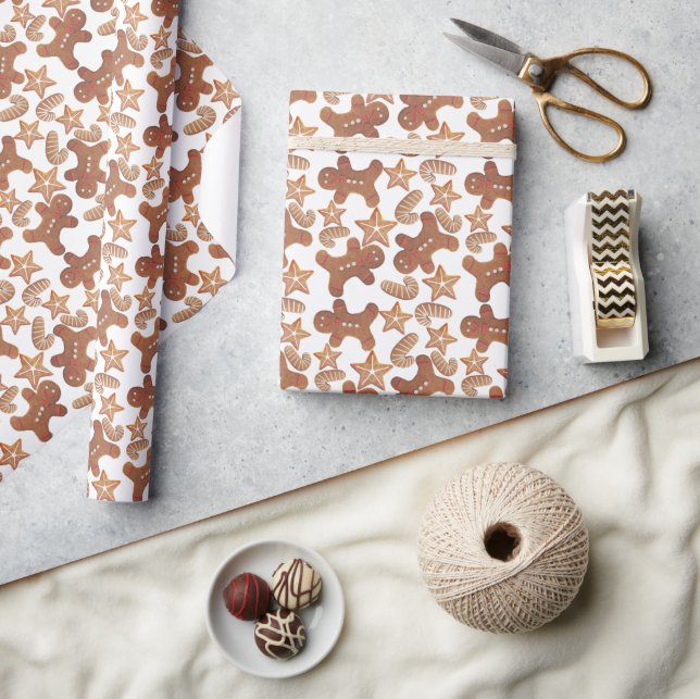 Weihnachts-Gingerbread-Cookie-Muster Geschenkpapier (Kunsthandwerk)