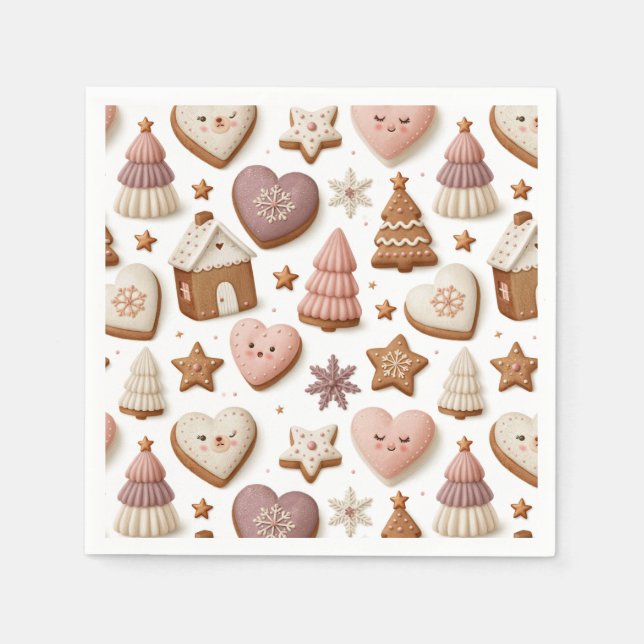 Weihnachts-Gingerbread-Cookie-Muster Serviette (Vorderseite)