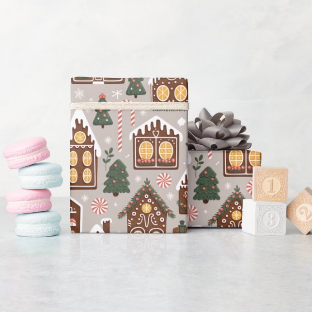 Weihnachts-Gingerbread-Cookies-Feiertagsmuster Geschenkpapier (Babyparty)