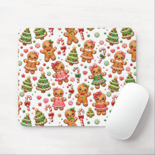 Weihnachts-Gingerbread-Cookies und Zuckerstangen Mousepad