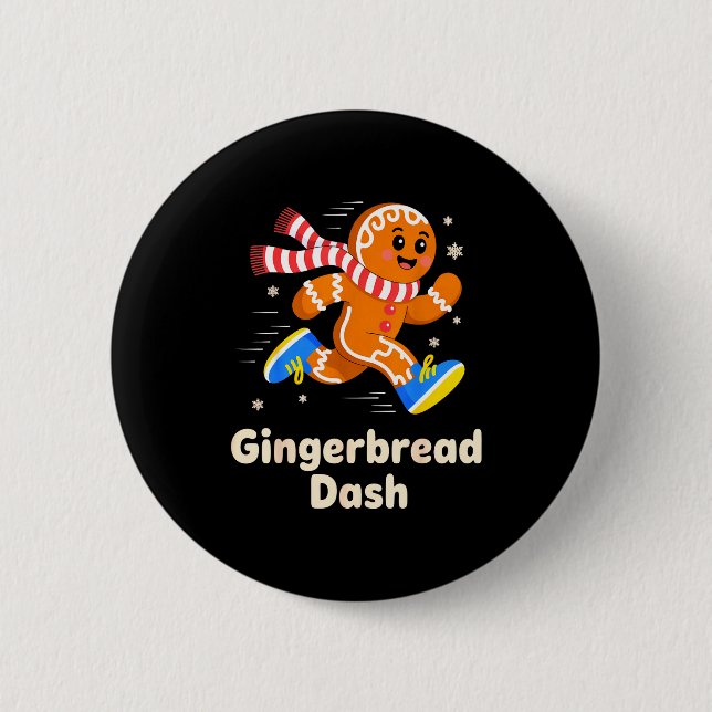 Weihnachts-Gingerbread-Dash-Läufer Xmas Mar Button (Vorderseite)