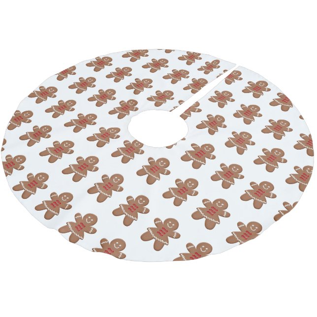 Weihnachts-Gingerbread-Frauen Polyester Weihnachtsbaumdecke (Schrägansicht)