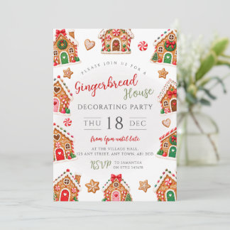 Weihnachts-Gingerbread-Haus-Dekorationsparty Einladung