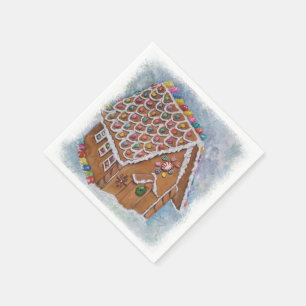 Weihnachts-Gingerbread-Haus Serviette