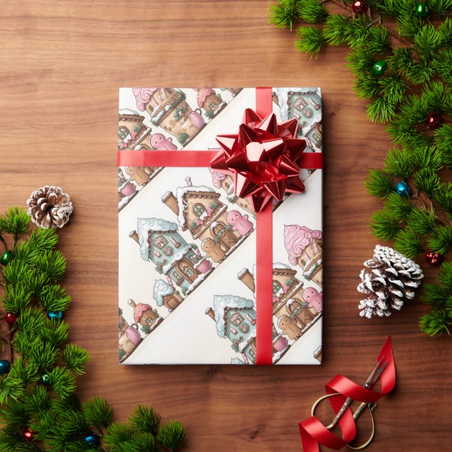 Weihnachts-Gingerbread-Häuser Geschenkpapier (Feiertagsgeschenk)